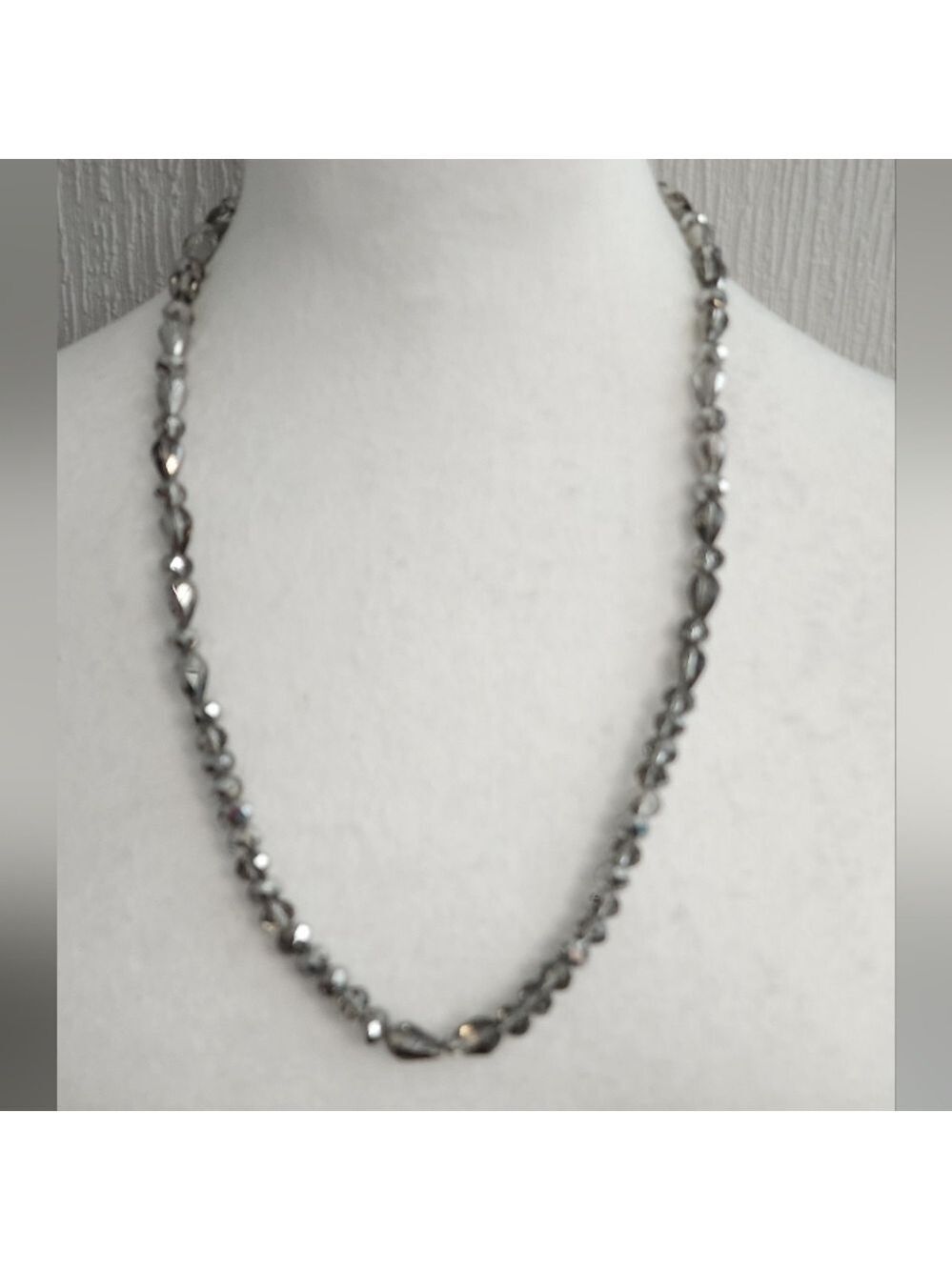 Elegant Gray Crystal Beaded Necklace